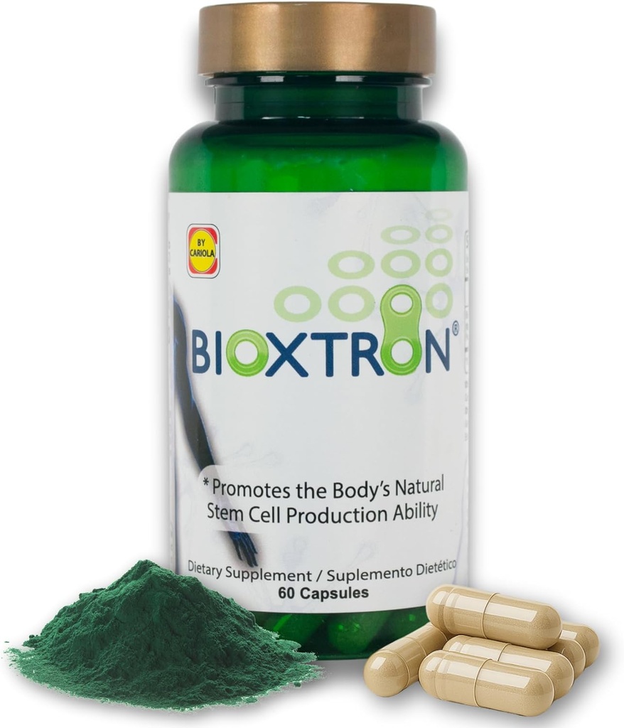 Bioxtron Natural Stem Cell Supplement Capsules - Blue Green Algae ve Spirulina - Supports Energy, Joint, Muscle, Immune Health - Stem Hücre Regenerator - 60 Capsules (30 hizmet)