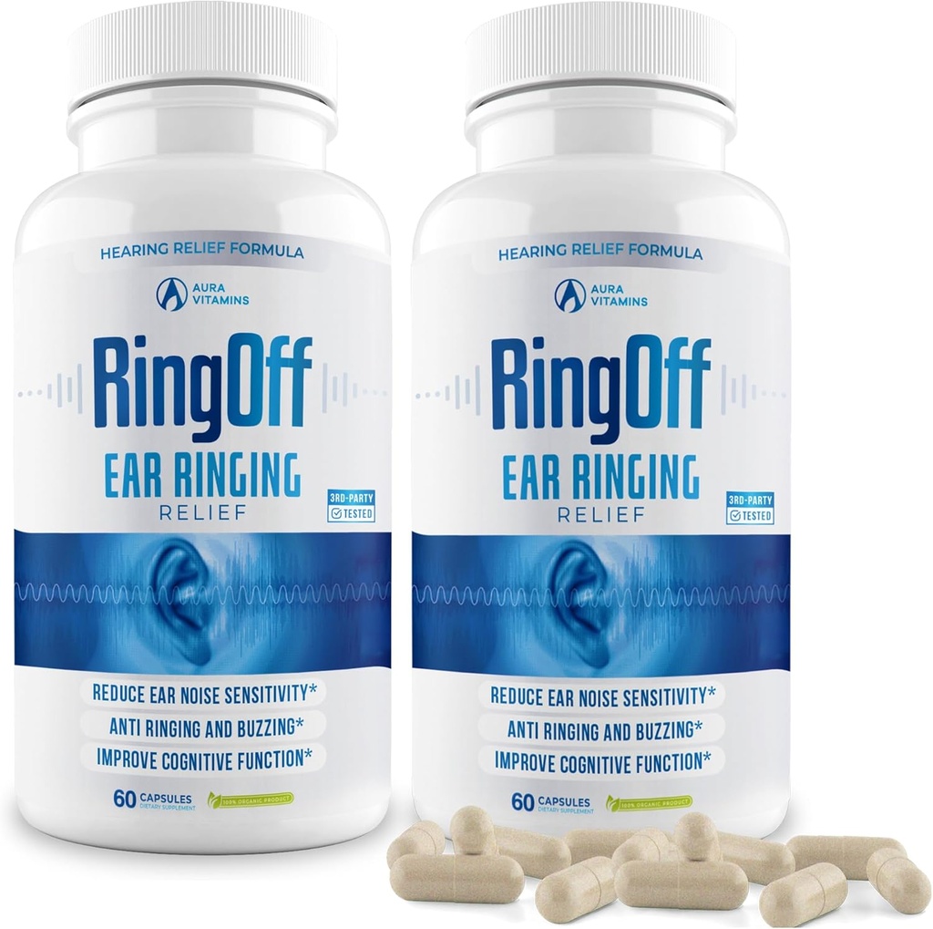 Ring Off (120 Caps) – Tinnitus Ringing Ears, Clear Tinnitus Sessizlik Ear Ringing Relief & Restoring Inside Peace, Ginkgo Biloba, çinko Picolinate & More – Etkili işitme Sağlık Desteği