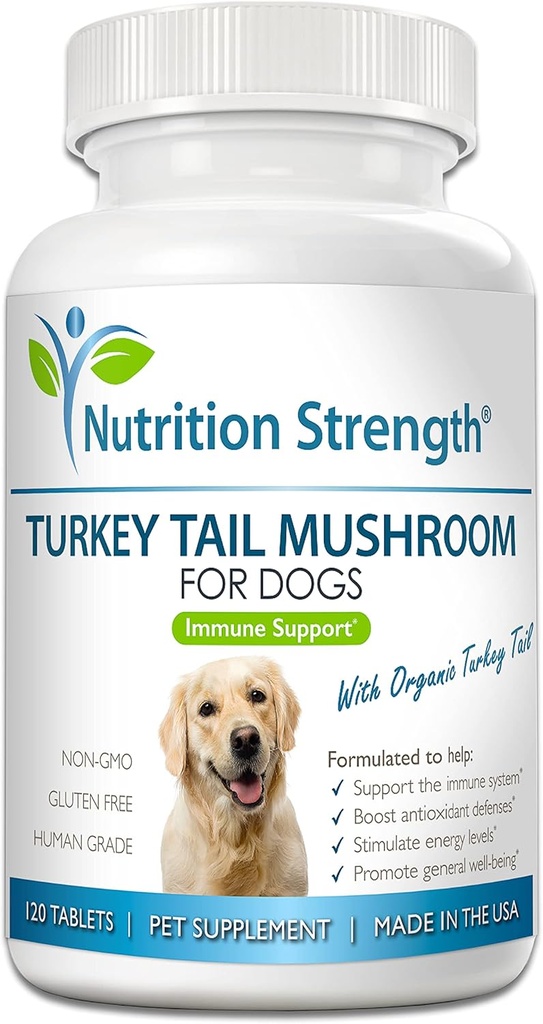 Türkiye Güçlü Bir Immune Sistemi Desteklemek için Köpekler için Tail Mushroom, Gut Health, Antioksi Activity & Inflammatory Relief, Reduce Fatigue & Boost Stamina, 120 Chewable Tabletler