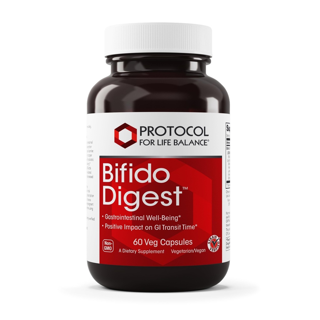 PROTOCOL FOR LIFE BALANCE Bifido Digest - Servis başına 20 Milyar CFU - GI Desteği - Süt Free, Yumurta Ücretsiz & Non-GMO - 60 Veg Capsules