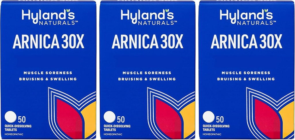 Hyland's Arnica 30x 50 Tablets (3 Pack = 150 Tablets), Bruising, Swelling, Muscle Pain Relief