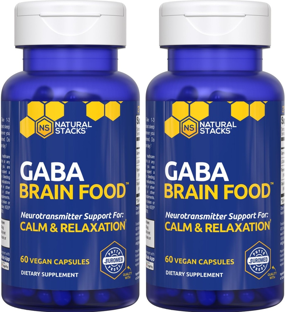 GABA Brain Food - GABA Supplement with L-Citrulline & Grape Tohumksiyonu - Destekler Calm & Relaxation - Nighttime Sleep Aid - Gamma Plülbutyric Acid - 120 L-Citrulline Capsules