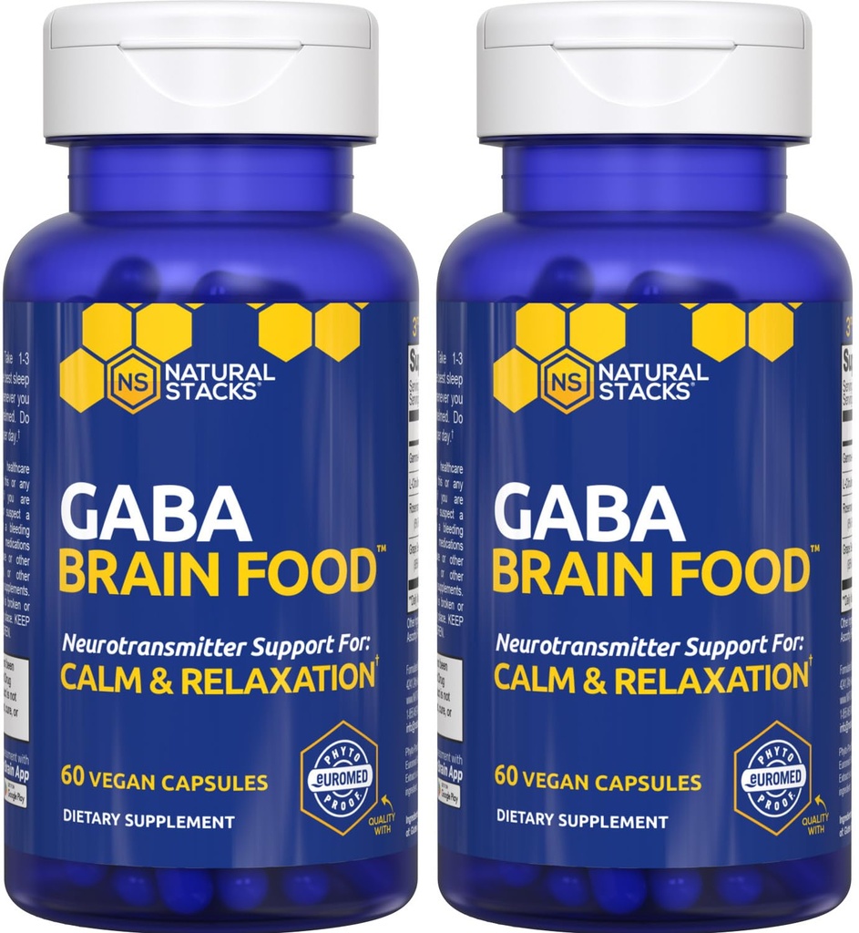 GABA Brain Food - GABA Supplement with L-Citrulline & Grape Tohumksiyonu - Destekler Calm & Relaxation - Nighttime Sleep Aid - Gamma Plülbutyric Acid - 120 L-Citrulline Capsules