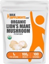 BulkSupplements.com Organik Lions Mane Mushroom Toz - Lions Mane Toz, Mushroom Supplement - Vegan & Gluten Free, 1g per Service, 100g (3.5 oz) (Pack of 1)