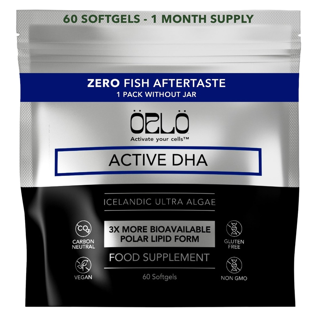Orlo DHA – Vegan DHA συμπλήρωμα (EPA & DHA) – Ωμέγα 3 Fish Oil & Krill Εναλλακτική – Φυτική βάση Omega-3 Algae Oil – Brain & Heart Support (60 Mini Burpless Softgels)