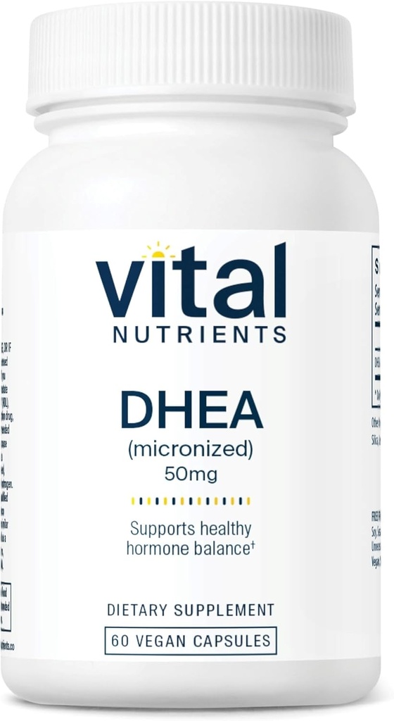 Vital Nutrients DHEA 50 mg | Vegan Micronized DHEA Supplement for Women & Men| Supports Hormon Balance | Supports Health Metabolism of Sugar & Minerals | Gluten, Dairy, Soy Free | 60 Capsules