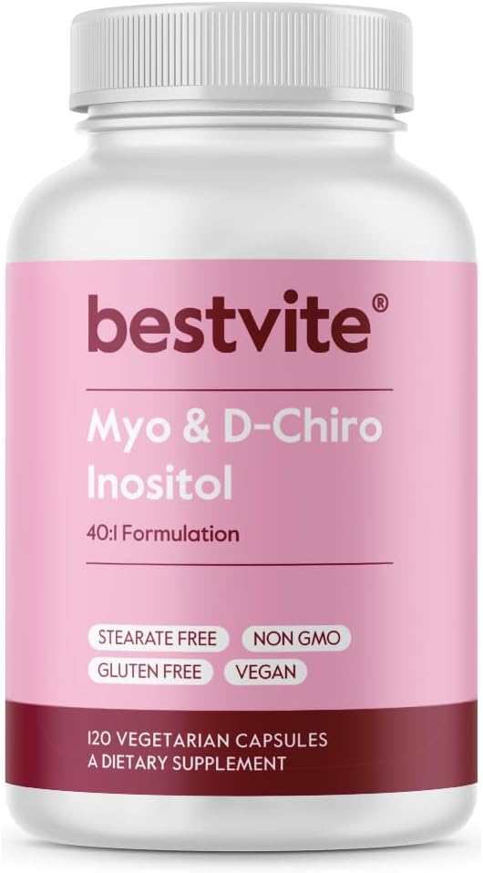 BESTVITE Myo & D-Chiro Inositol (120 Vejetaryen Capsules) - 40:1 - No Stearates - Vegan - Non GMO - Gluten Free
