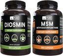 ΑΝΩΤΑΤΑ ΑΡΧΙΚΑ ΣΥΣΤΑΤΙΚΑ Diosmin και MSM Bundle, 365 Καψάκια Κάθε, Χωρίς Μαγνήσιο ή Ρύζι, Πάντα Αγνά