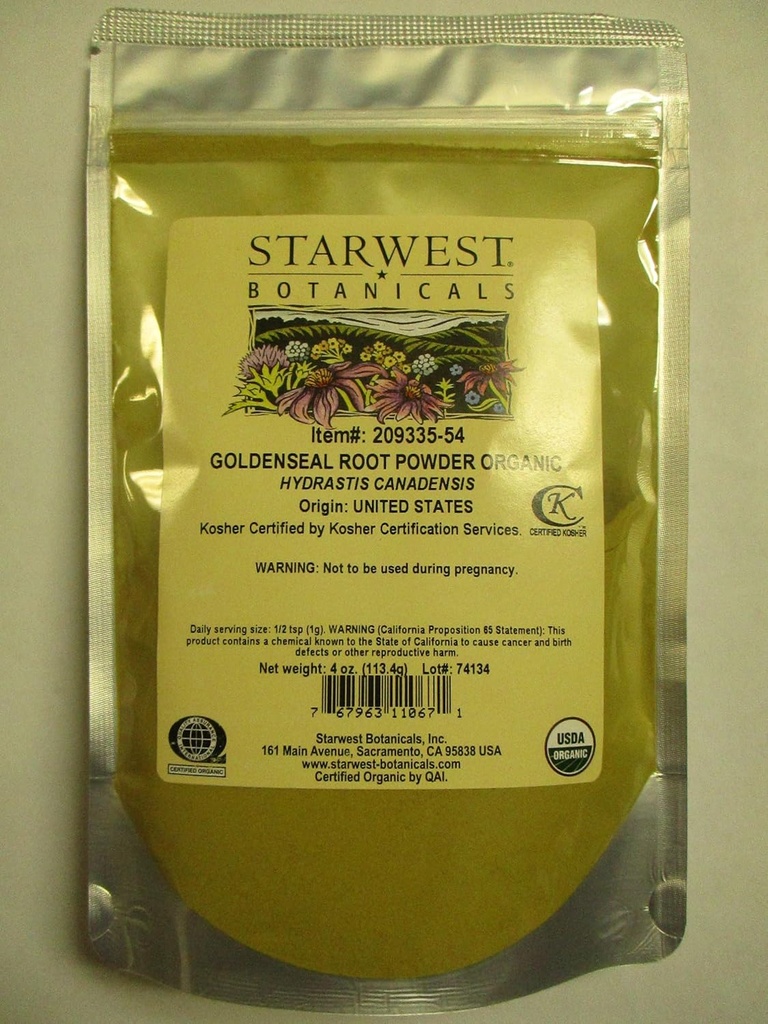 Starwest Botaniks Organik Altınseal Kök Toz, 4 Ounces