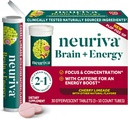NEURIVA Beyin + Enerji Focus & Concentration için Klinik Olarak Test Edilmiş Sinir Faktörleri, B12 Vitamini ve Caffeine For An Immediate Energy Boost, 30ct Cherry Limeade Effervescent Tabletler