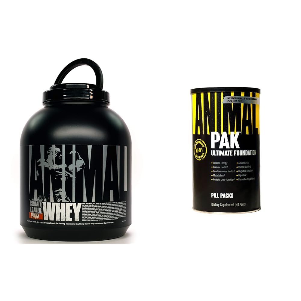 Animal Whey Isolate protein Toz, Post Workout ve Recovery & Pak için Yüklendi - All-in-One Vitamin & Supplement Pack