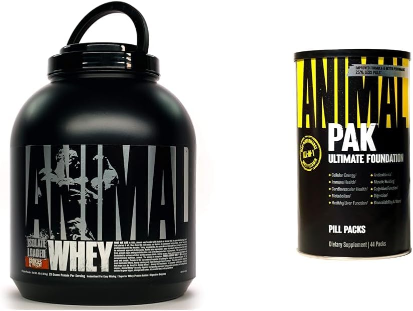 Animal Whey Isolate protein Toz, Post Workout ve Recovery & Pak için Yüklendi - All-in-One Vitamin & Supplement Pack
