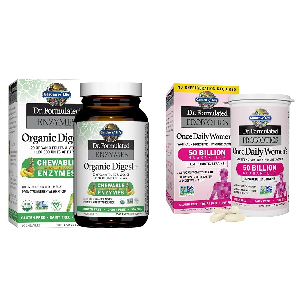 Life Dr. Formulaed Digestive Enzymes with Papain, Bromelain & Dr. Formulated Women's Probiyotiks Once Daily, 16 Strains, 50 Milyar, 30 Capsules