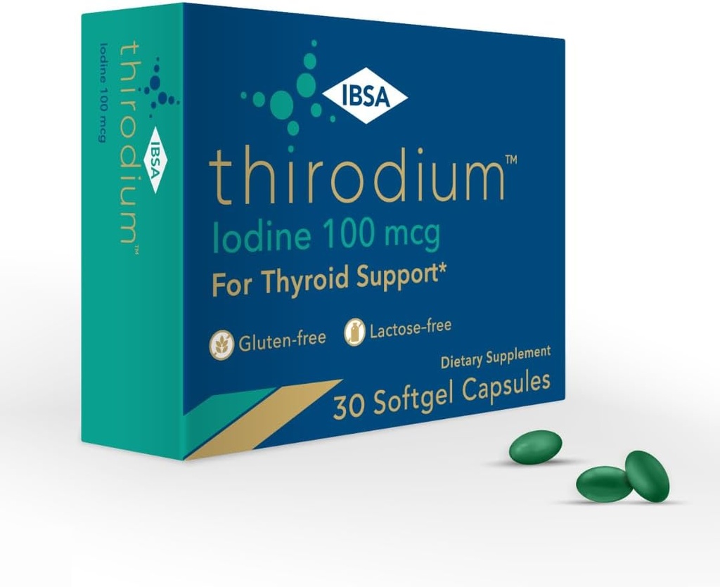 Thirodium - Tiroid Desteği Tamam - 100mcg Iodine (Sodium Iodate) - 30 Apsiyon - Gluten-Free, Lactose-Free, Sugar-Free, Non-GMO
