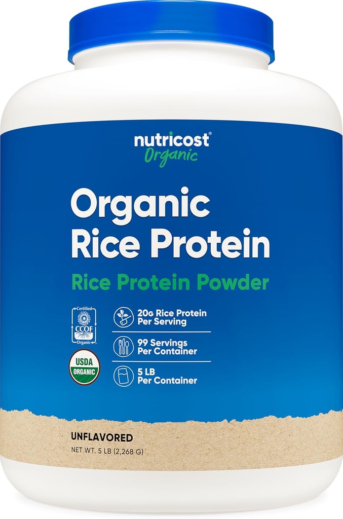 Nutricost Organic Rice Protein Toz (5 LB) - Gluten-Free, GMO-Free (From Brown Rice)