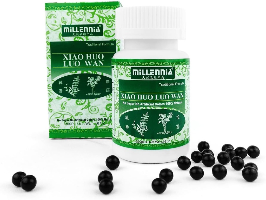Millennia Herbal Supplement Pills - Xiao Huo Luo Dan - 12 Şişe Paketi (200 Pills/Bottle)