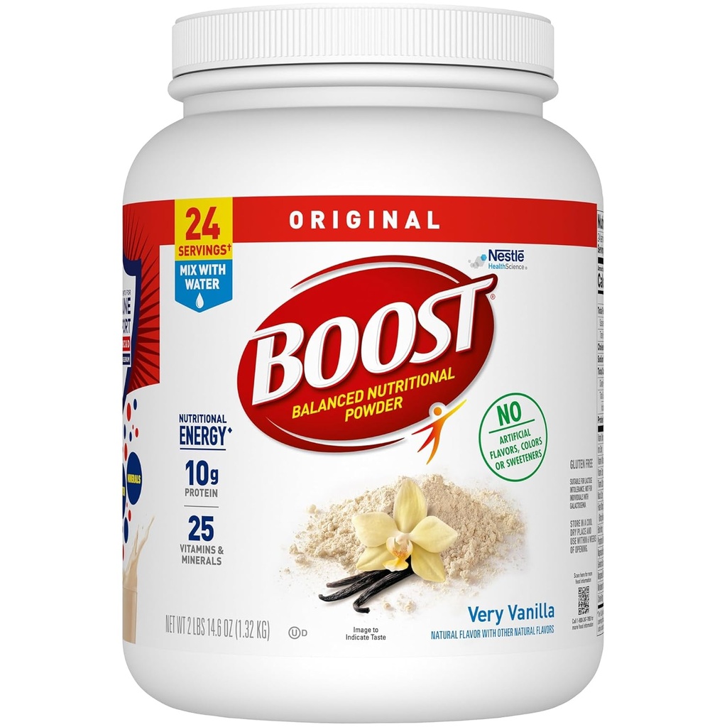 BOOST Original Balanced Nutritional Powder Drink Mix with 10g Protein and 25 Vitamins & Minerals, Very Vanilla, 14.6 Ounce