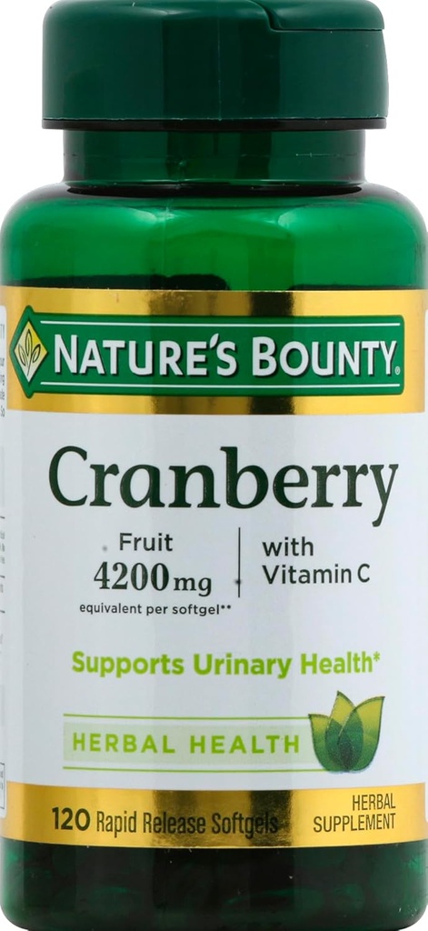 Nature's Bounty Cranberry Fruit 4200 mg Plus Vitamin C, 120 Softgels (kırıklık 1)