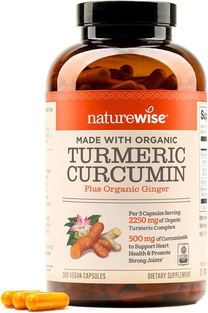 NatureWise Curcumin Turmeric 2250 mg -% 95 Curcuminoids & BioPerine Black Pepper Extract for Advanced Abors - Daily Joint and Immune Health Support - Vegan, Non-GMO, 360 Count[120-Day Supply]