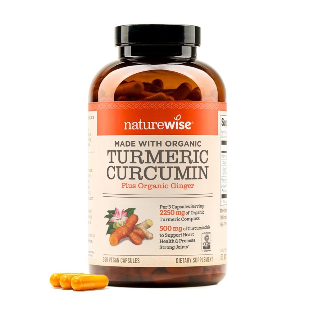 NatureWise Curcumin Turmeric 2250 mg -% 95 Curcuminoids & BioPerine Black Pepper Extract for Advanced Abors - Daily Joint and Immune Health Support - Vegan, Non-GMO, 360 Count[120-Day Supply]