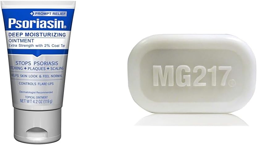 Psoriasin Moisturizing Ointment & MG217 Exfoliating Soap for Psoriasis - 4.2 oz & 3.2 oz
