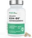 Love Life Supplements Organic Ashwagandha KSM-66®, 2 Ay Supply - 60 Capsules, High Strength 600 mg per Capsule,% 5 Withanolides, Bioperine® forfu, Zero Fillers, Lab Tested