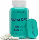 Alpha GPC Choline Supplement 600 mg - 180 Vejetaryen Capsules, Daily Energy için Yüksek Saf Nootropic, 3Month Supply, Acetylcholine Source for Cognitive & mental Clarity, GMP sertifikalı, ABD'de Yapıldı