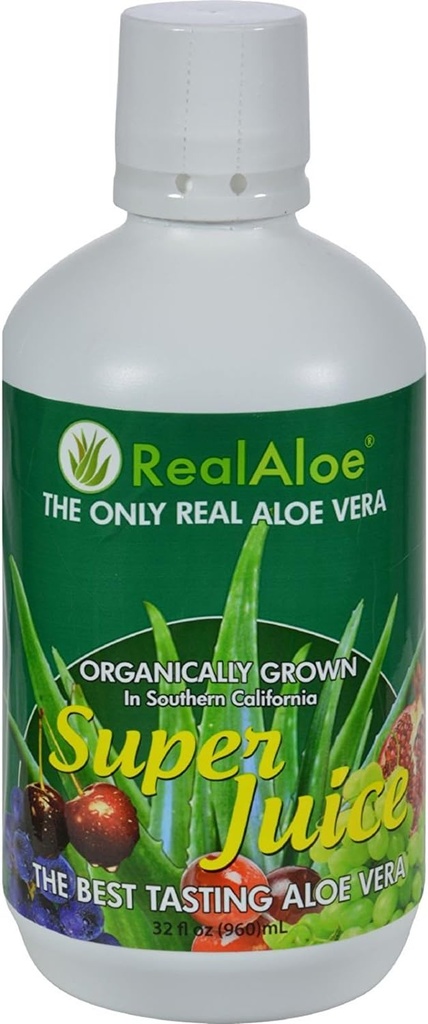Real Aloe Aloe Vera Super Juice - Organically Grown - No Bitter Taste - 32 fl oz (Pack of 4)