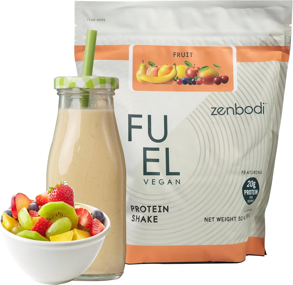 Yakıt Vegan Protein Toz Meyvesi Flavor - Protein Her Hizmetin 21g, Kas Büyümesi için Bitkiye Dayalı Ölme, Pea'dan Yararlı D3, Yapay Flavors, Gluten-Free Flavors, Gluten-Free