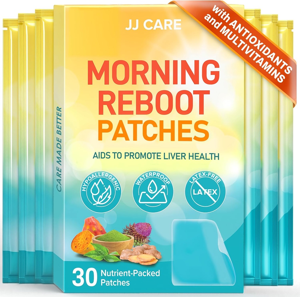J CARE Morning Reboot Patch 30, Bireysel olarak yuvarlandı ( 7 adet B12 Patches ile), Ease, Skin-Friendly & Best for Bachelorette Parties