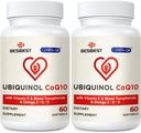 Ubiquinol CoQ10-600mg-Softgel, Active Coq10 Ubiquinol Supplement with Vitamin E & Omega 3, 6, 9, Υψηλή Απορρόφηση-Συνένζυμο-Q10, Ισχυρό Αντιοξειδωτικό για την παραγωγή ενέργειας, Tested, 120 Count