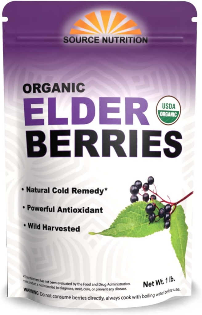 USDA Organik Kuru Yaşlılar - Tüm Avrupalı Yaşlılar, Şüpheli olarak Vahşi Aletli, Çay, Syrups ve Daha Fazla - Sambucas Nigra - 1 Pound (Cerrec Organik)