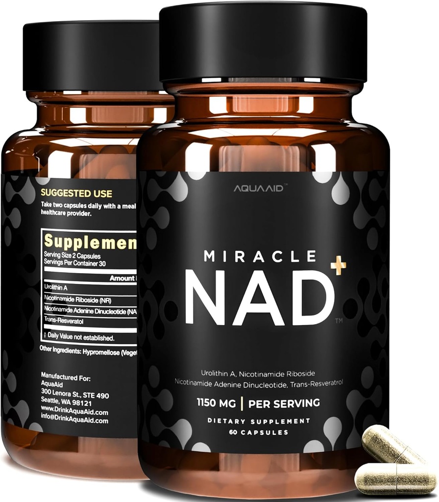 Θαύμα NAD+ Συμπλήρωμα - Ουρολιθίνη Α, Νικοτιναμίδη Ριμποζίδη NR, NAD, Trans Resσβερατρόλη 1150 mg για άνδρες και γυναίκες - Αντιγήρανση, Κυτταρική Επισκευή, NMN Εναλλακτική - 3ο Μέρος Δοκιμασμένο 60 κάψουλες