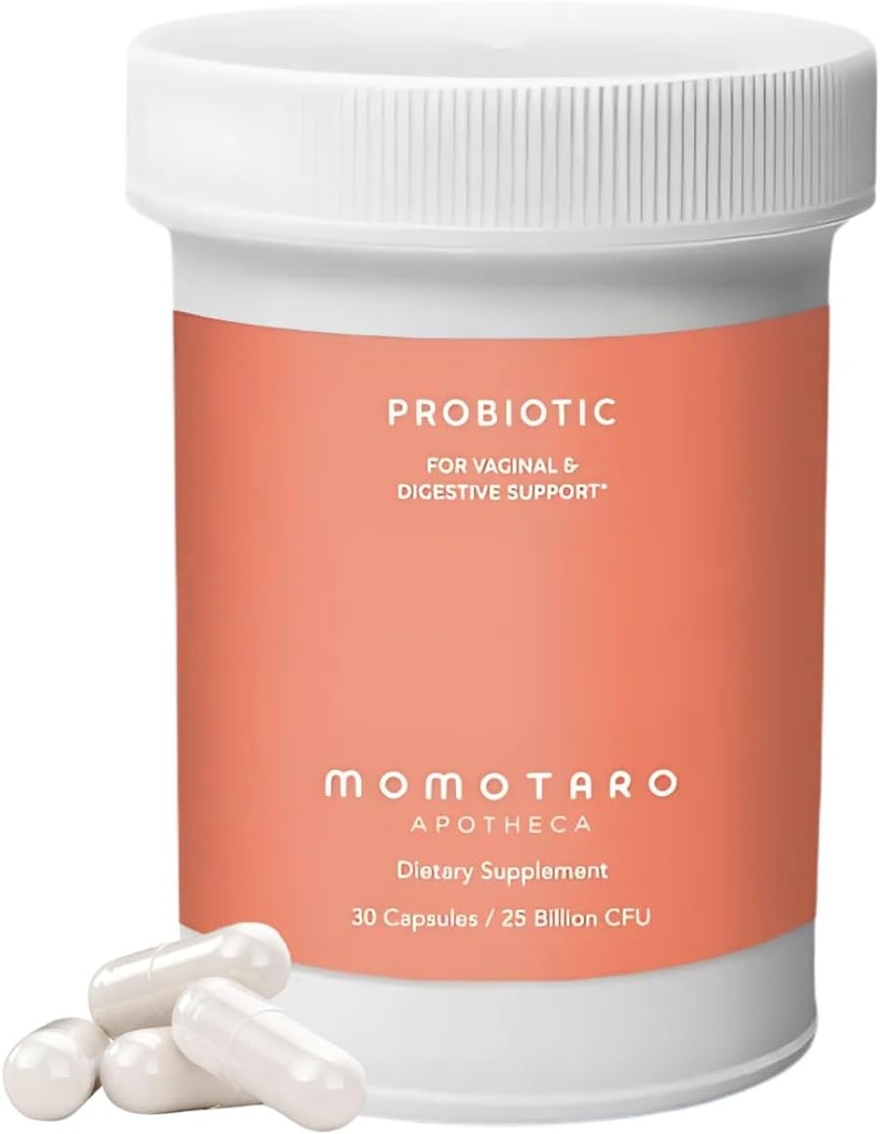 MOMOTARO APOTHECA Organik Probiyotiks for Women Vaginal & Digestive Supplement, 25 Milyar CFU - Prebiyotiks & Lactobacillus Combs - Feminine Health Vaginal Odor & Flora - 30 Capsules