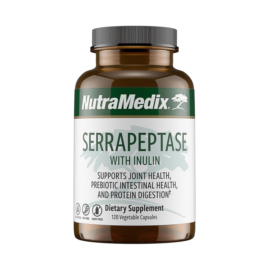 Kadın ve Erkekler için Proteolytic Digestive Enzymes ile Altı Serrapeptase Supplement - Inulin Prebiyotik Fiber for Gut Health & Common Support - Dairy, Soy & Gluten-Free (120 Capsules)