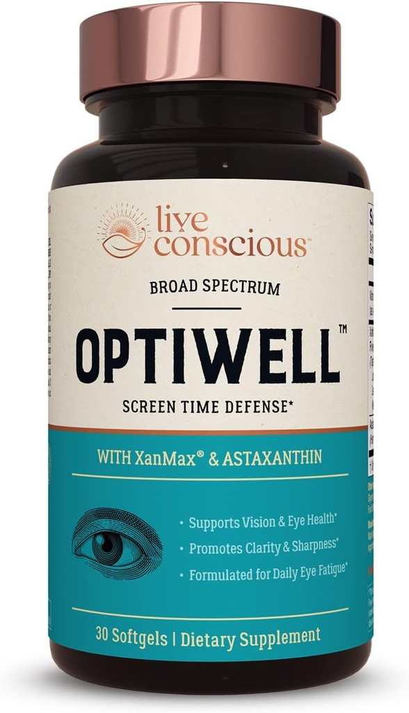 Canlı Bilinçli Göz Vitaminleri Vitamin E, Lutein ve Astaxanthin - Optih Eye Health Supplement ve Blue Light Support - 30 Softgels