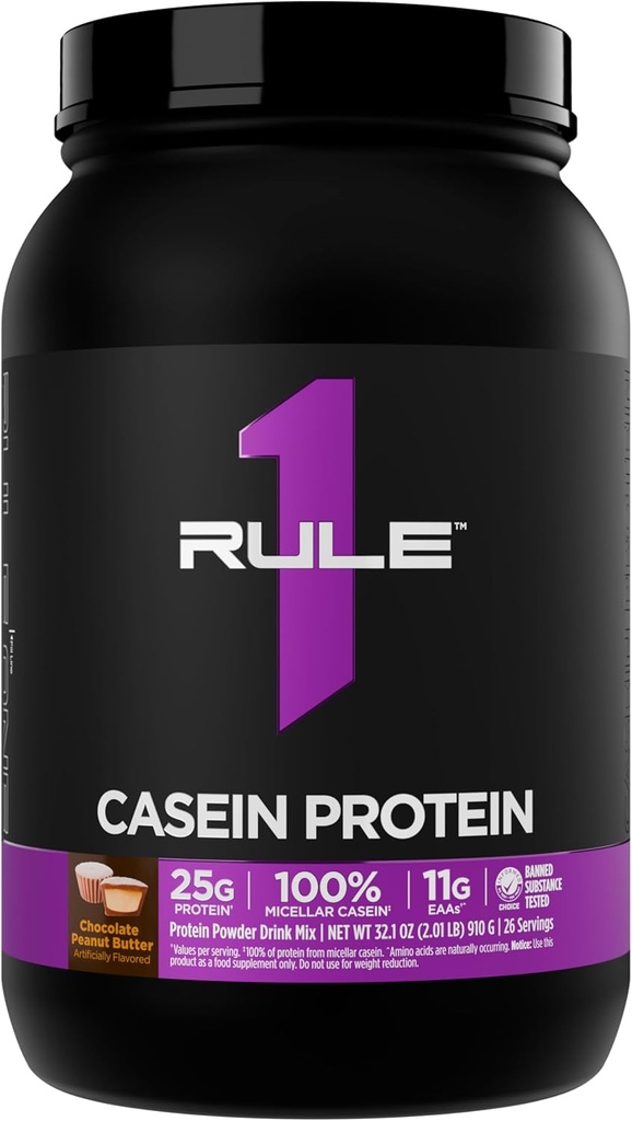 Kural 1 Vakain proteini - 25g protein ve 11g EAAs Per Yavaş-Release Micellar Casein for Overnight Recovery and Sustained Delivery Between Meals (2 Pounds, Peanut Butter)