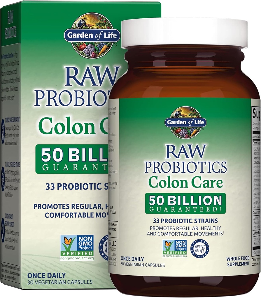 Life Probiyotiks for Women and Men - Raw Probiyotiks Colon Care 50 Milyar CFU ve Enzymes, Raw Fruits, Veggies, Daily Acidofilius Probiyotik for Regularity and Immune Health - 30 Capsules