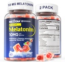 2 Pack Sugar Free Melatonin Gummies 10mg 20mg Magnezyum Glycinate Melatonin for Yetişkinler, Ashwagandha, L-Theanine, B6, B12, Lemon Balm ve Chamomile için Deep Relaxation, Antioksi, Vegan,120 Day