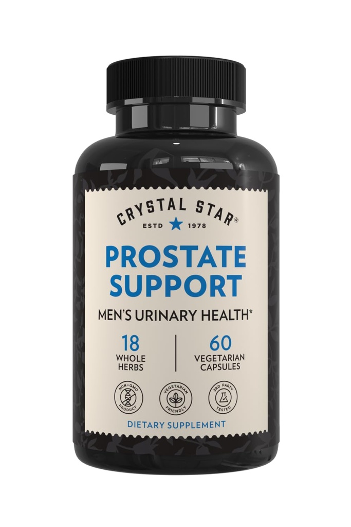 Crystal Star Prostate Support Saw Palmetto Supplements for Men (60 Capsules) – Bladder & Urine Health – Ginger & Pygeum - Non-GMOMO