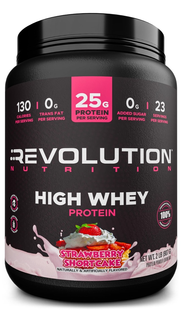 Devrim Beslenme, Yüksek Whey, Protein Toz 2LB, Whey Isolate, Gluten Free, Lean Muscle Mass for Men & Women, 25g of Protein Per Scoop, 908 g, 24 Hizmet (Strawberry Shortcake, 2 Pound)