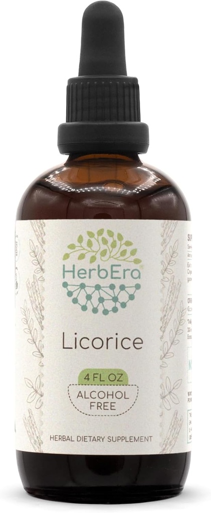 HerbEra Licorice B120 Alkol-Free Herbal Extract Tincture (Kan tsau, Glycyrrhiza Glabra) (4 fl oz)