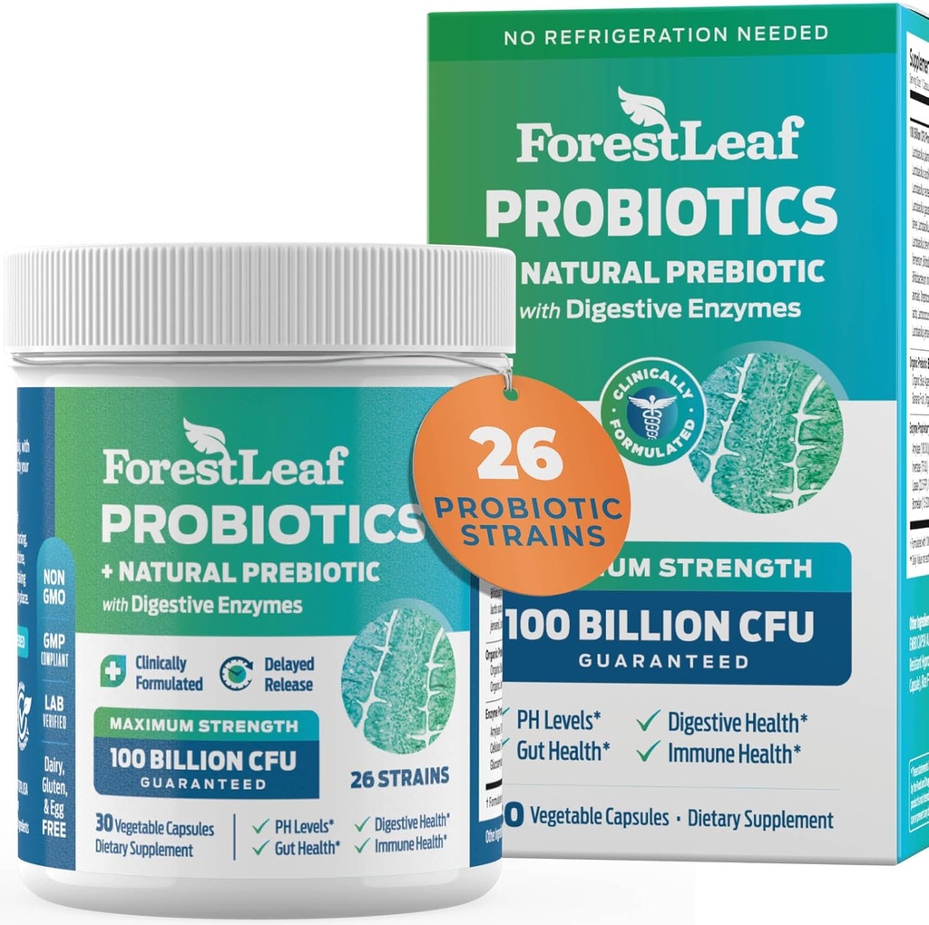 Erkekler ve Kadınlar için Probiyotikler, 100 Milyar CFU, 26 Benzersiz Strains, Men's and Women's Probiyotik and Prebiyotiks Support Digestive Health, Gut Wellness, Enerji, Mood, Immune, PH Balance (30 Caps)