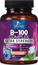 B Complex Βιταμίνες Κάψουλες - με Βιταμίνη Β12 Β6 Β100 C Βιοτίνη Folate & Follic Acid - Συμπλήρωμα για την υποστήριξη της καρδιάς, του εγκεφάλου και των νεύρων - Super Complex για την υποστήριξη του ανοσοποιητικού και της ενέργειας - 60 κάψουλες