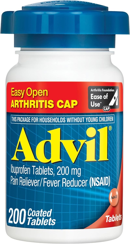 Advil Ağrı Reliever ve Ateşleme, Ibuprofen 200mg ile Ortak Ağrı, Kas Ache ve Minor Arthritis Ağrısı Yardımı - Easy Open Arthritis Cap