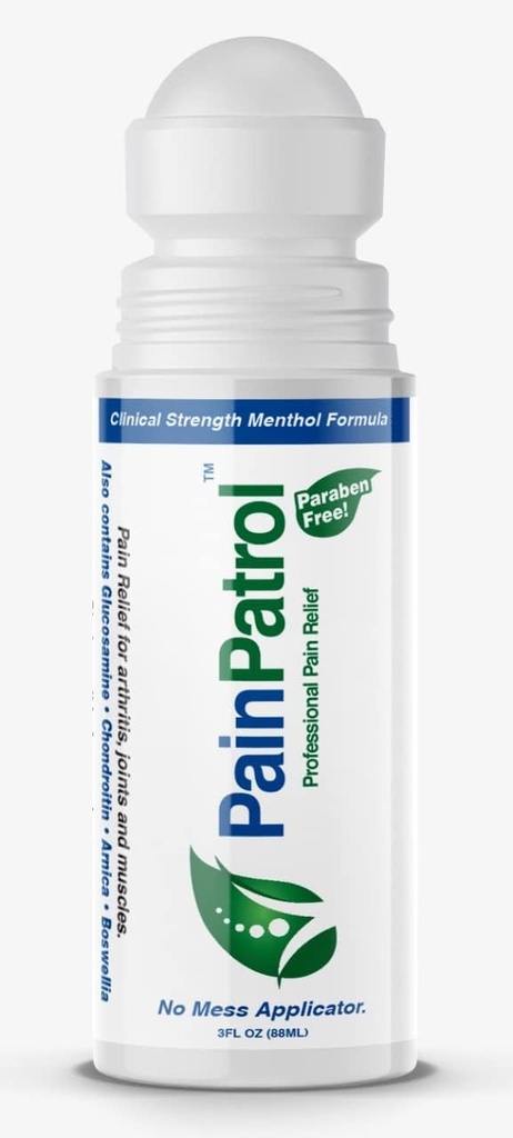 PainPatrol, Pain Relief Gel, Cooling Gel w 8.5% Menthol, 3 oz Roll-on για τον πόνο μυών, αρθρώσεων & οσφυαλγίας, Topic Αναλγητικό, γρήγορη δράση, κρέμα ανθεκτικού πόνου (3 OZ)