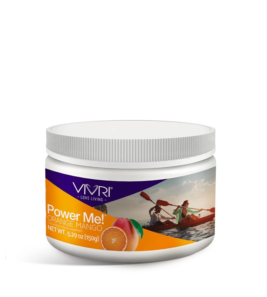VIVRI Power Me Orange Mango | 30 Hizmet, 5.29 Oz | Gluten Free & Sugar Free Prebiyotik Fiber Supplement for Digestive Health & Energy Boost Pre Workout with Digestive Enzymes | Stevia Sweeted