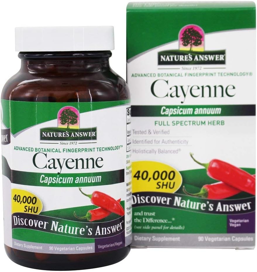 Nature's Answer Cayenne Pepper Toz Capsule Supplement, 90-Count | Natural Metabolism Branson | Cardiovascular Health | Digestion & Circulation (Pack of 1)