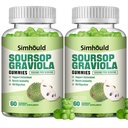 2 Pack Soursop Graviola Gummies - 3000 mg Ekstra Kuvvet Soursop C, çinko - Digestive Aid, Immune Support & Antioksi - Sugar-Free, Non-GMO, Vegan, 120 Countsop