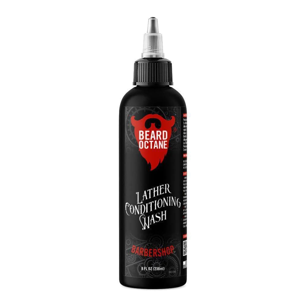 Beard Octane: Barbershop Beard Wash - 8oz Beard Shampoo - Cleans & Moisturizes Beards w/Shea Butter - Softer Beards - Made in USA